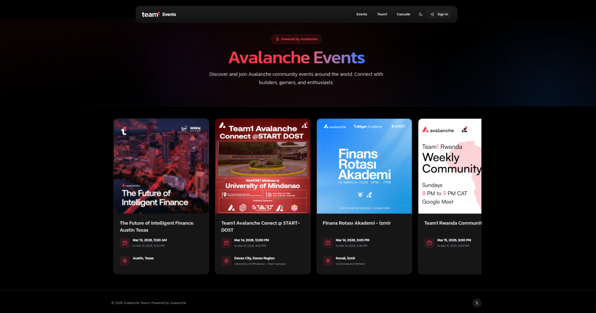 Avalanche Events | Team1 — Community Events